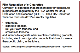 FDA regulation of e-cigarettes chart